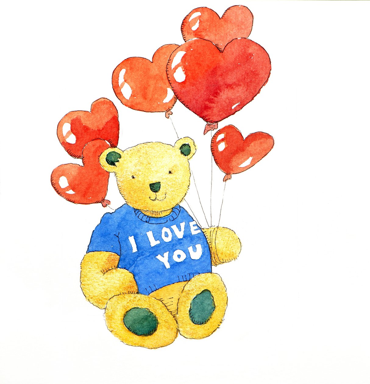 Te quiero oso - globo, 2011 (acuarela) de Jennifer Abbott