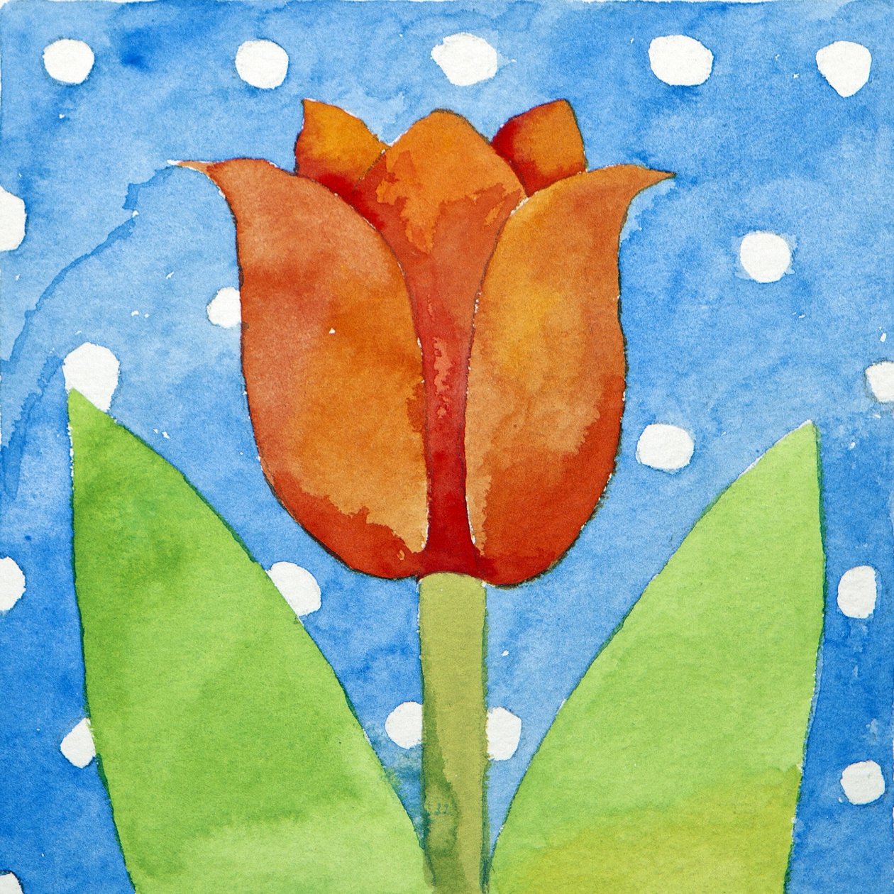 Tulipán azul fondo de manchas blancas, 2013 (acuarela) de Jennifer Abbott