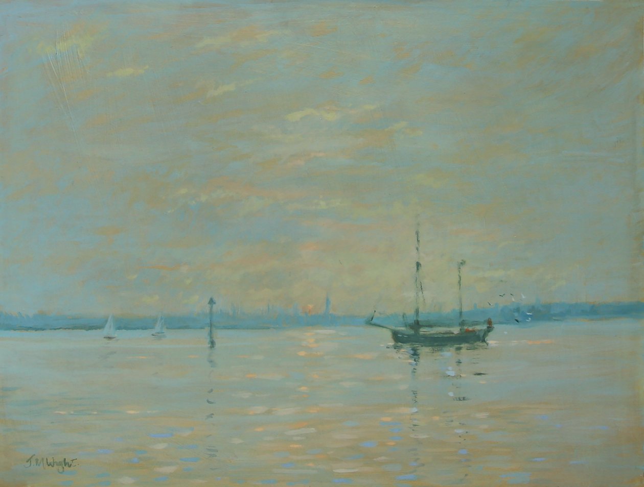 Southampton Water Sunset (óleo sobre lienzo) de Jennifer Wright