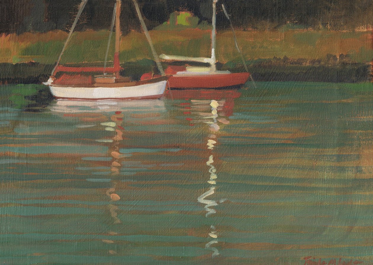 Reflejos de yate (óleo sobre lienzo) de Jennifer Wright