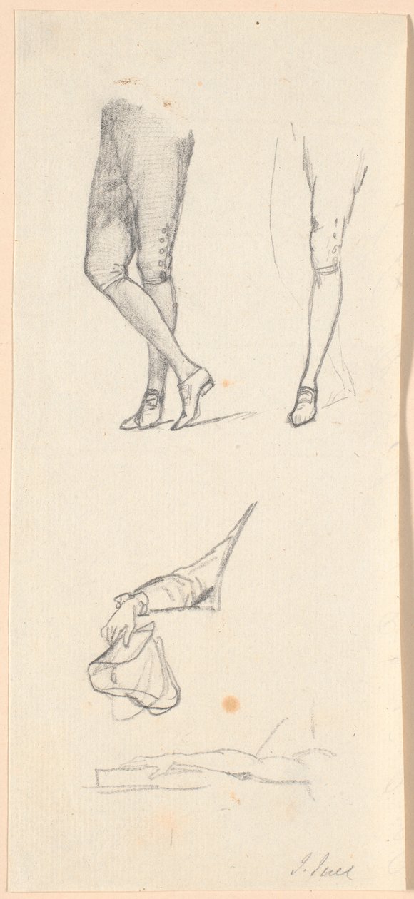 Estudios de piernas y brazos para el retrato de Federico VI de Jens Juel