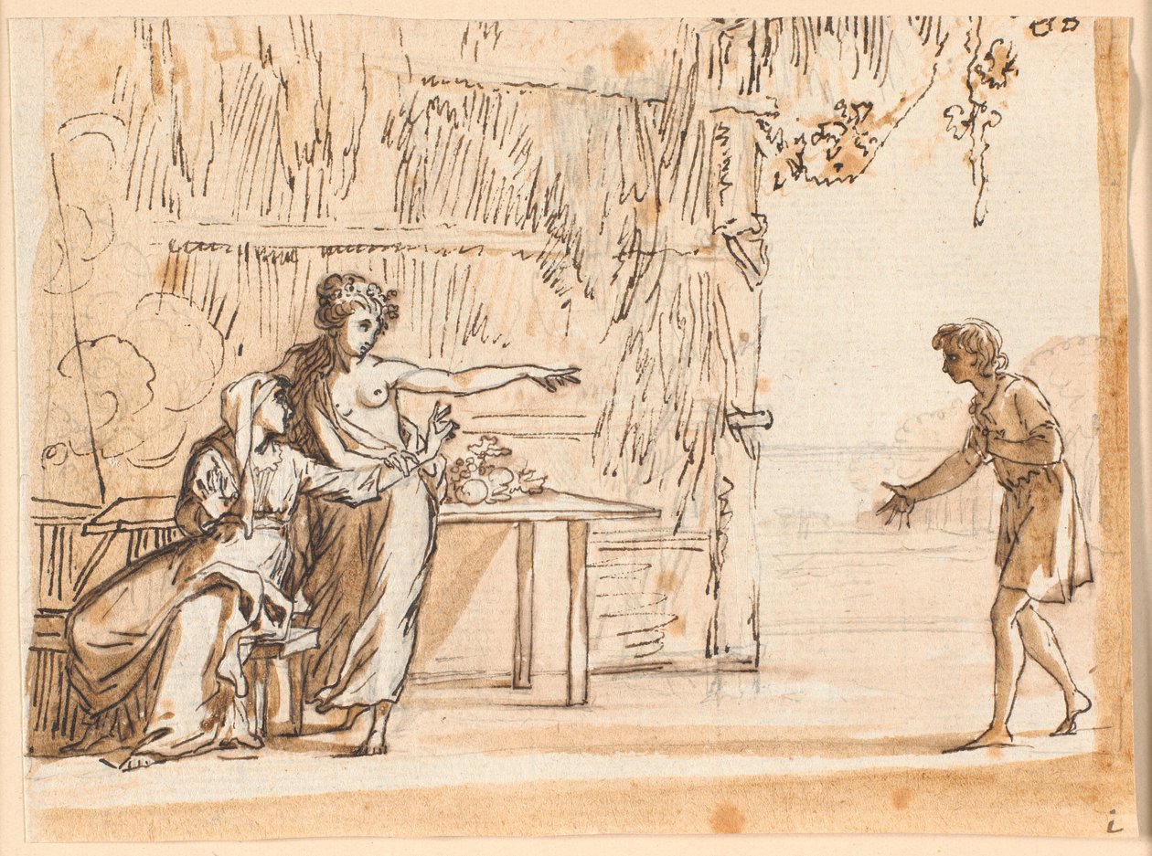 Una escena de la idilio de Salomon Gessner "El primer navegante" de Jens Juel