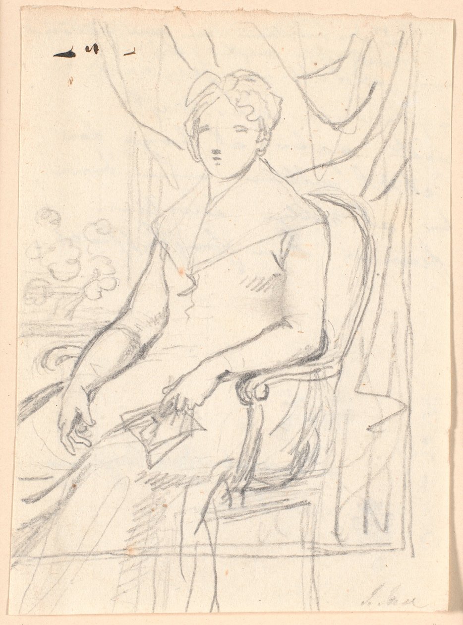 Boceto compositivo para el retrato de la condesa Anna Joachima Danneskiold-Laurvig, nacida Ahlefeldt, a los 74 años de Jens Juel