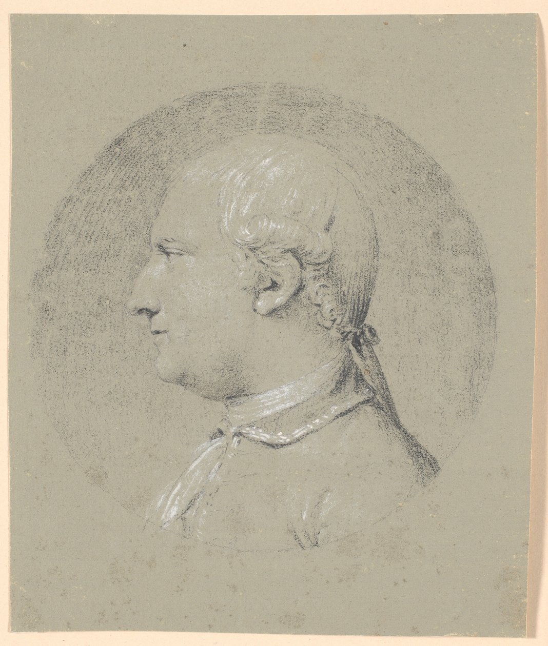 Retrato de hombre, inscrito en un círculo, perfil hacia la izquierda de Jens Juel
