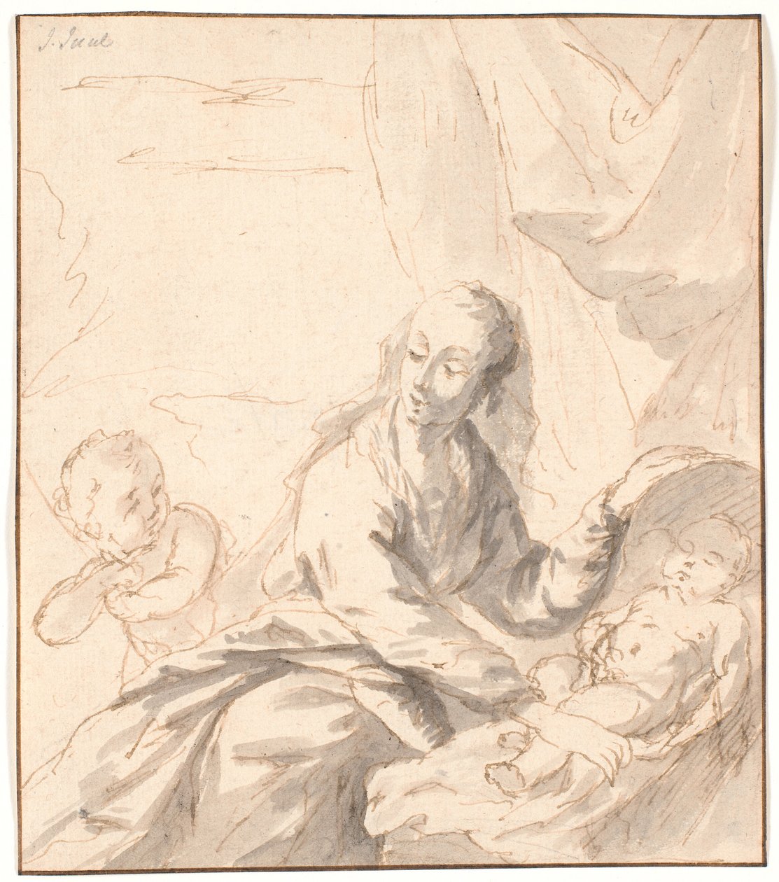 María con el niño Jesús en la cuna y Juan de Jens Juel