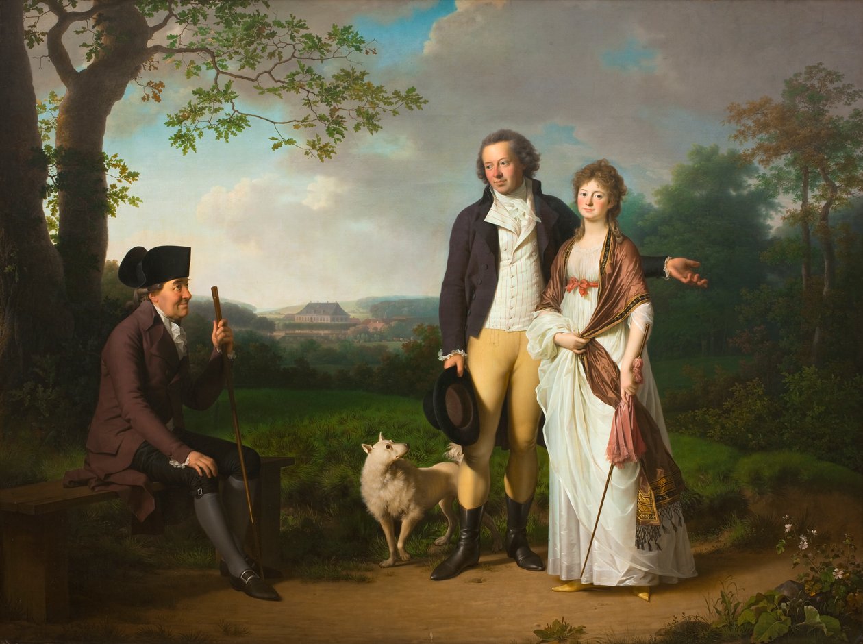 Niels Ryberg con su hijo Johan Christian y su nuera Engelke, de soltera Falbe de Jens Juel