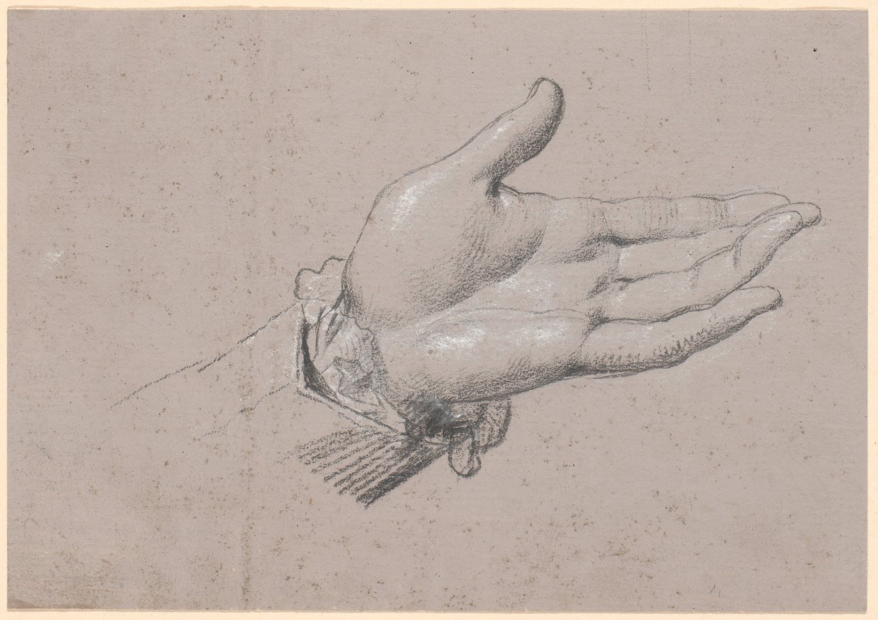 Estudio de una mano izquierda, utilizada en el retrato de cuerpo entero de Federico VI como Príncipe Heredero de 1786 en Amalienborg de Jens Juel