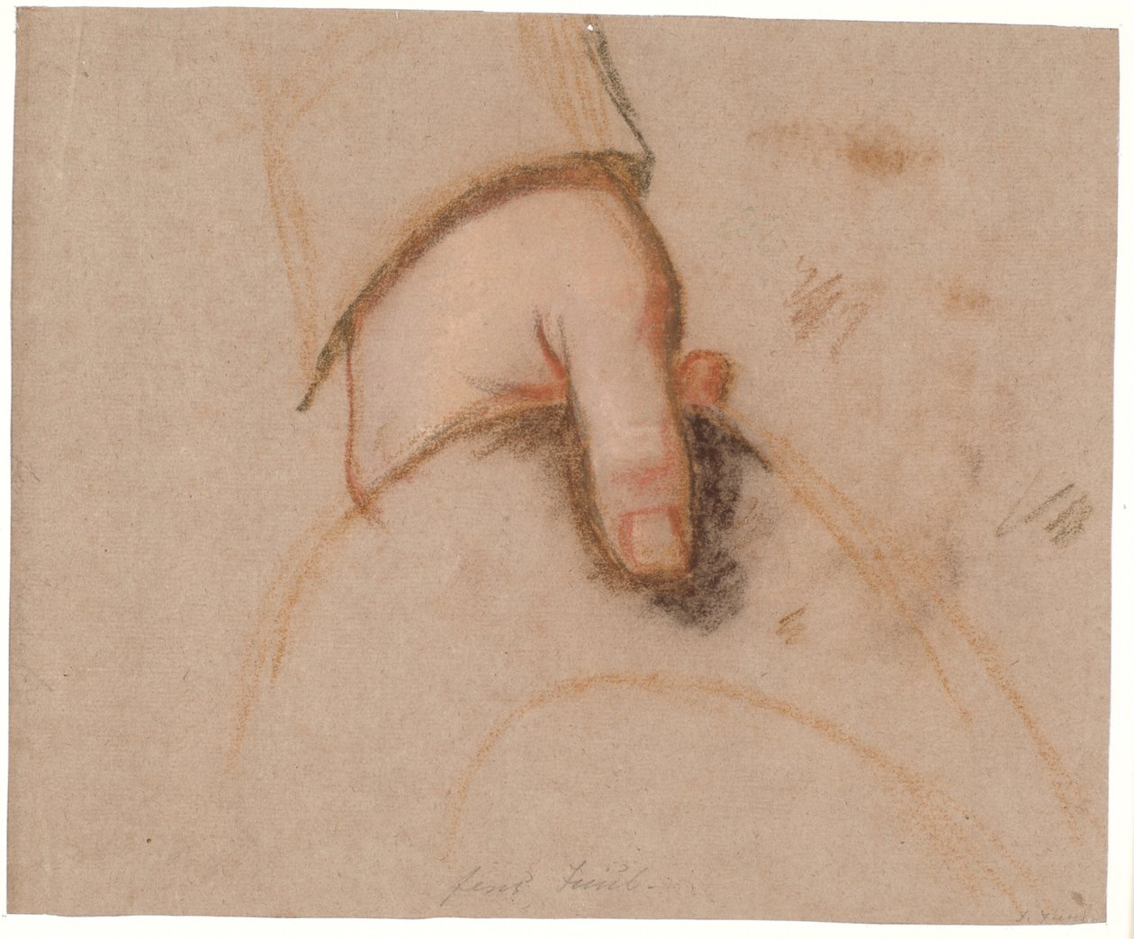 Estudio para el retrato de la familia Ryberg; la mano izquierda de Johan Christian Ryberg sosteniendo un sombrero de Jens Juel