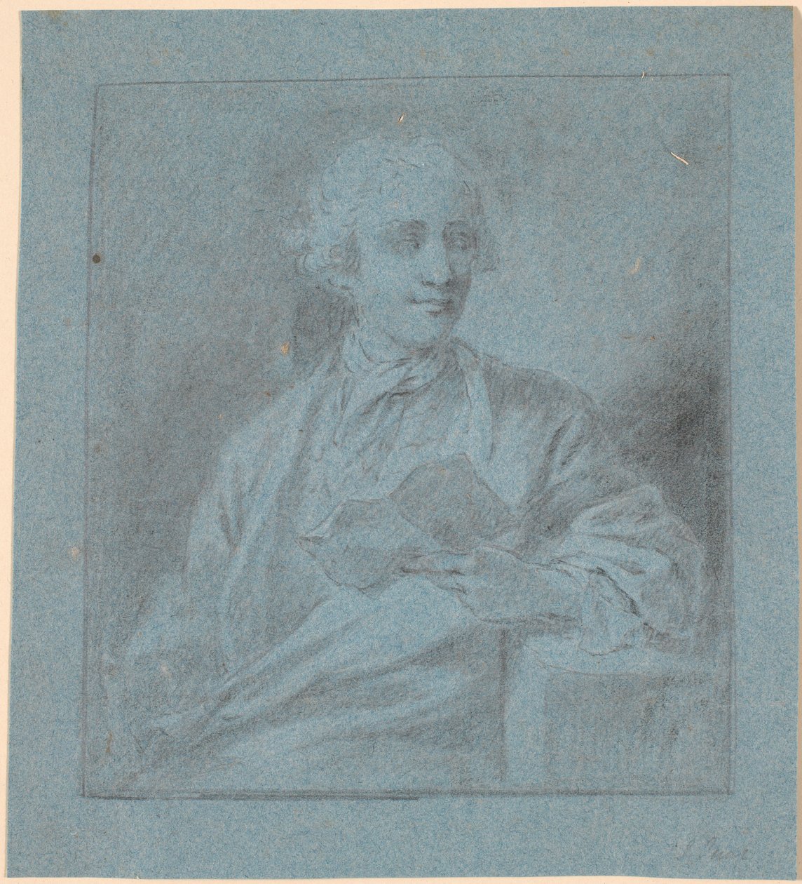 Estudio para un retrato de un joven sentado con un papel en la mano. Medio cuerpo de frente de Jens Juel