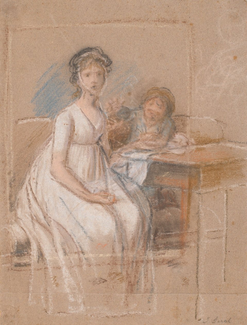 Boceto para un grupo de retratos. Regine Sophie Tutein, nacida Wraatz con su hijo Peter de Jens Juel