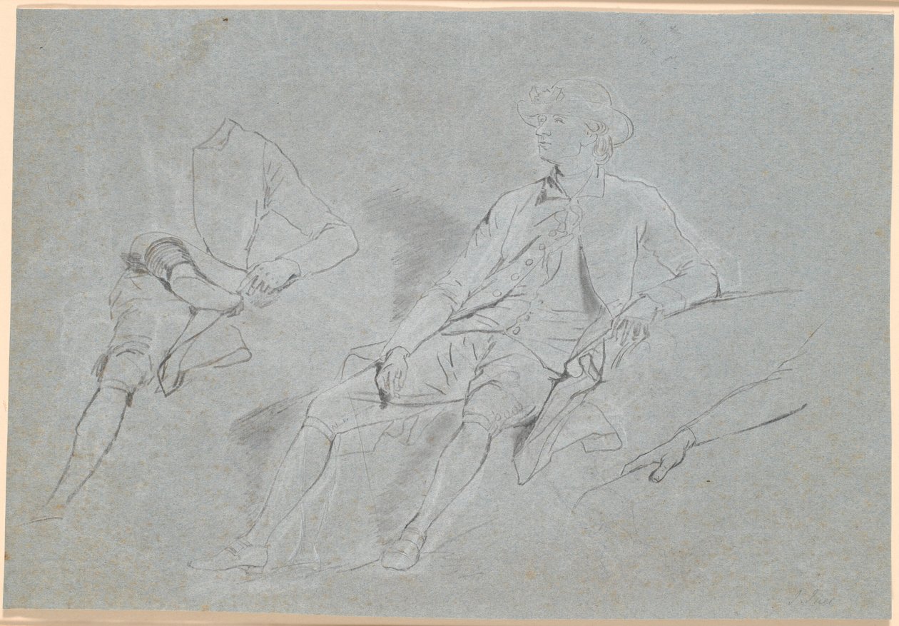 Boceto para un retrato de figura completa de un caballero, sentado al aire libre de Jens Juel