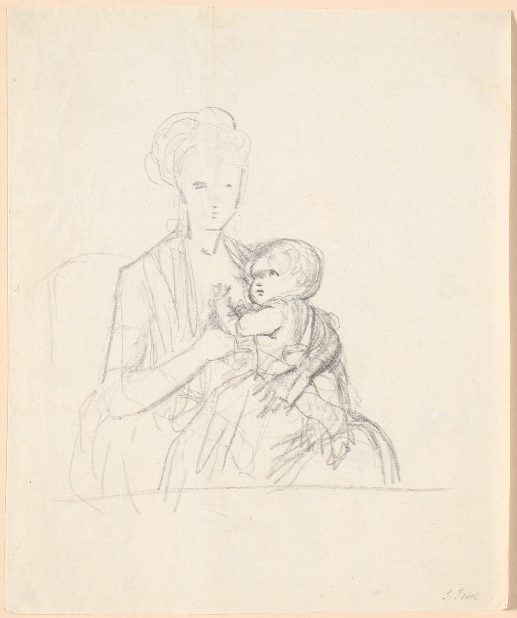 Boceto del retrato de la condesa Sophie Magdalene Raben, nacida von Qualen, con su hijo mayor, nacido en 1784 de Jens Juel
