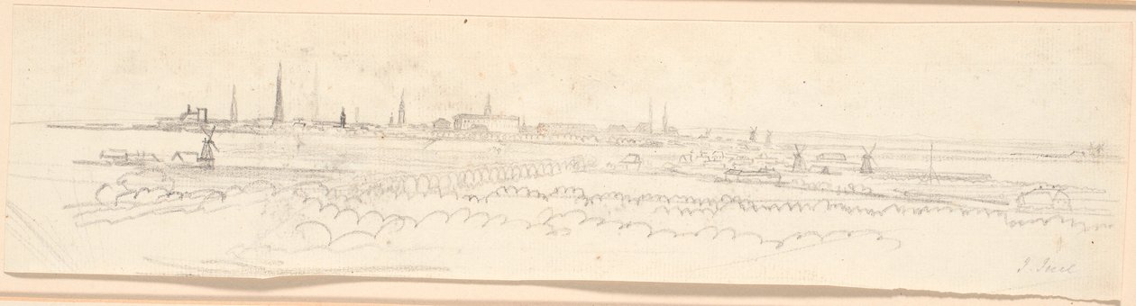 Vista de Copenhague desde la colina de Frederiksberg. Estudio de fondo para el retrato de Federico VI como príncipe heredero de Jens Juel
