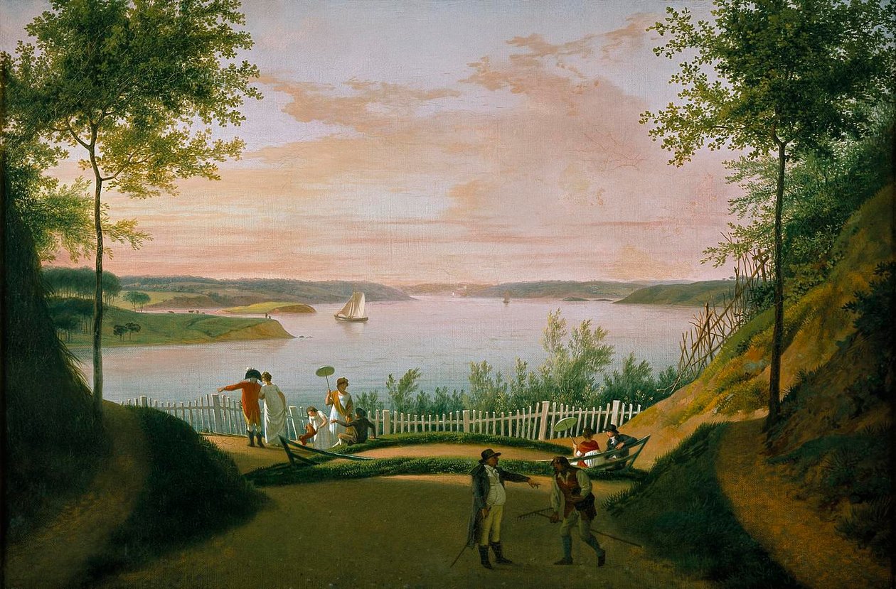Vista del Little Belt desde Hindsgavl, en Fionia de Jens Juel