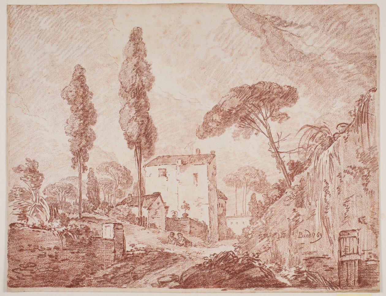 Paisaje fantástico italiano con árboles y casas de Jens Petersen Lund