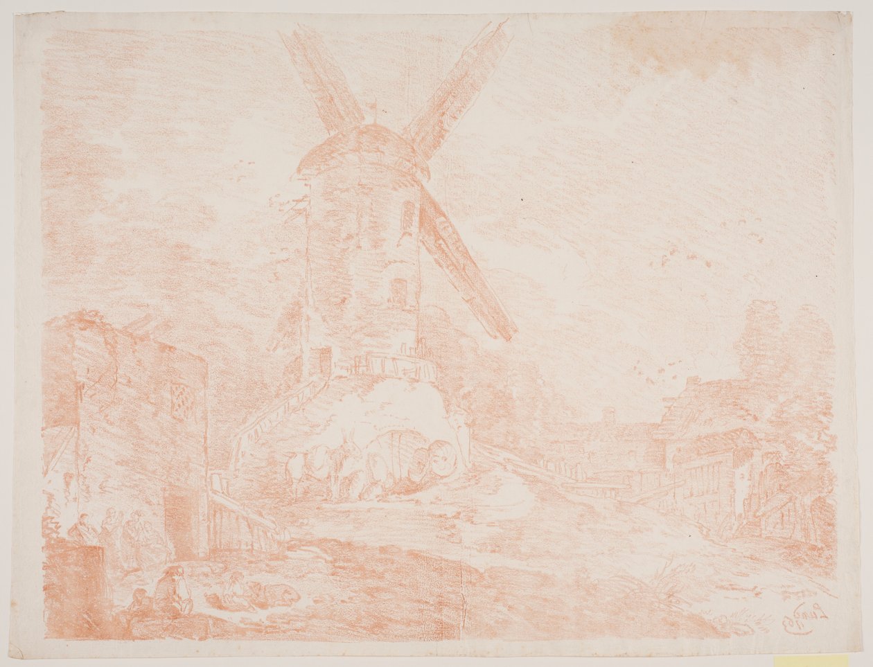Paisaje italiano con molino de viento de Jens Petersen Lund