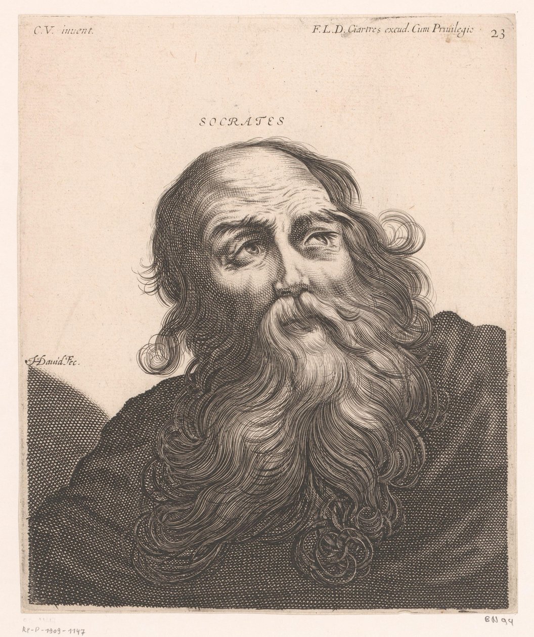 Retrato de Sócrates Sócrates (título sobre objeto) Bustos de filósofos y reyes (título de serie) de Jerôme David