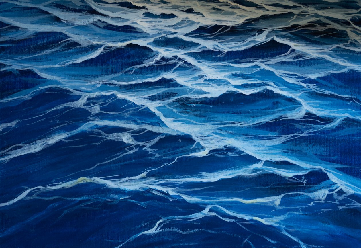 Mar azul, 2020 (témpera sobre papel) de Jerome Glomaud