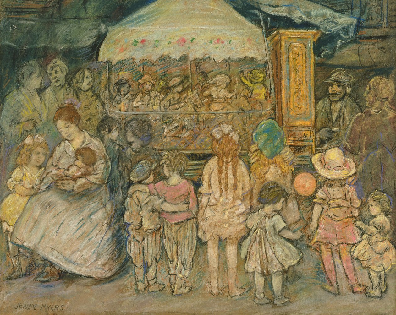 Carrusel, c.1924 (pastel sobre papel) de Jerome Myers