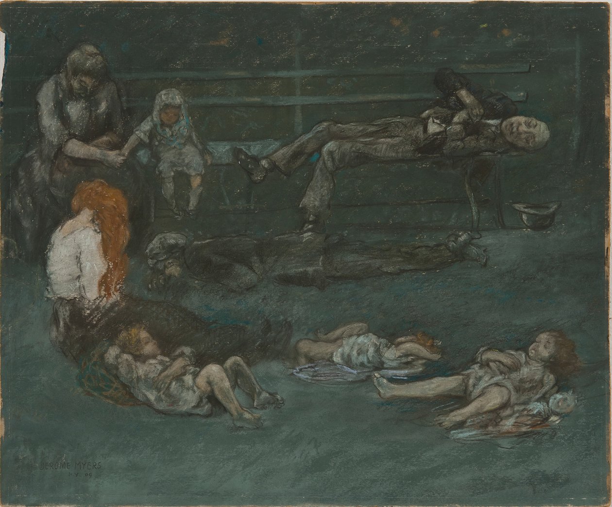 Banco del parque por la noche de Jerome Myers