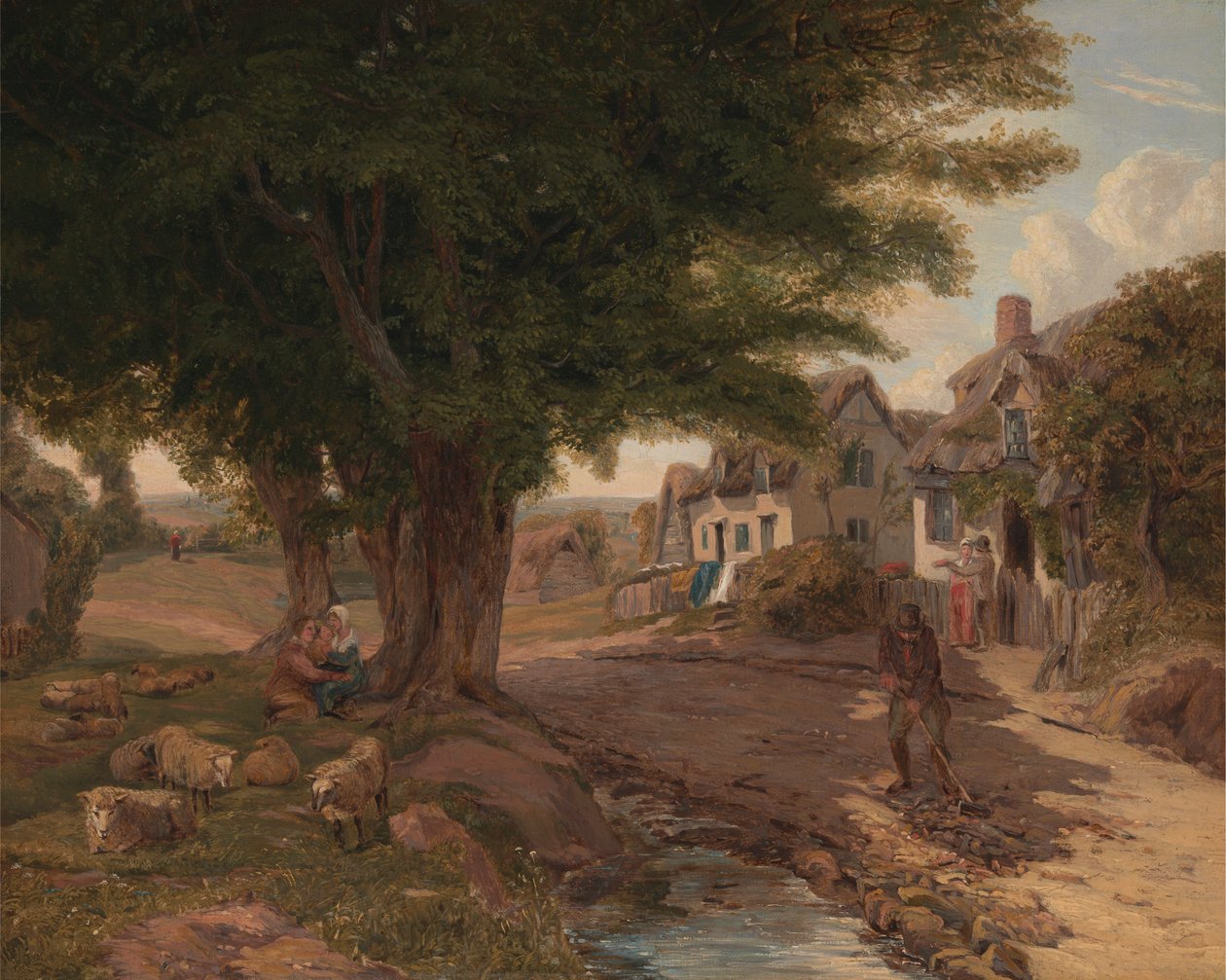 Escena de pueblo (posiblemente Colickey Green, Essex) de Jessica Landseer