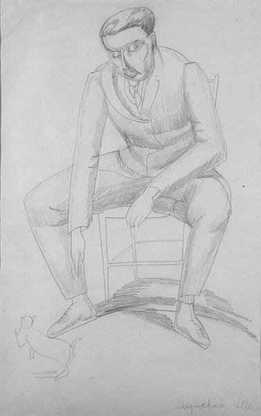 Wyndham Lewis (1884-1957) con gato, c.1920 de Jessica Stewart Dismorr