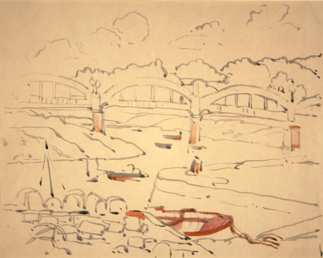 Ilustración para "The Book of Bridges", c.1911 (acuarela y tinta sobre papel) de Jessie Marion King