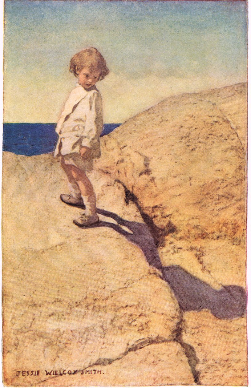 Un niño y su sombra, de "El jardín de los versos de un niño", de Robert Louis Stevenson, publicado en 1885 (litografía en color) de Jessie Willcox Smith