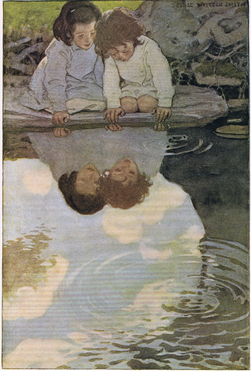 Niños mirando sus reflejos, de "A Child