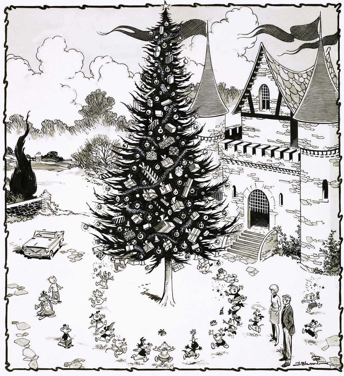 Árbol de Navidad rodeado de animales bailarines de Jesus Blasco