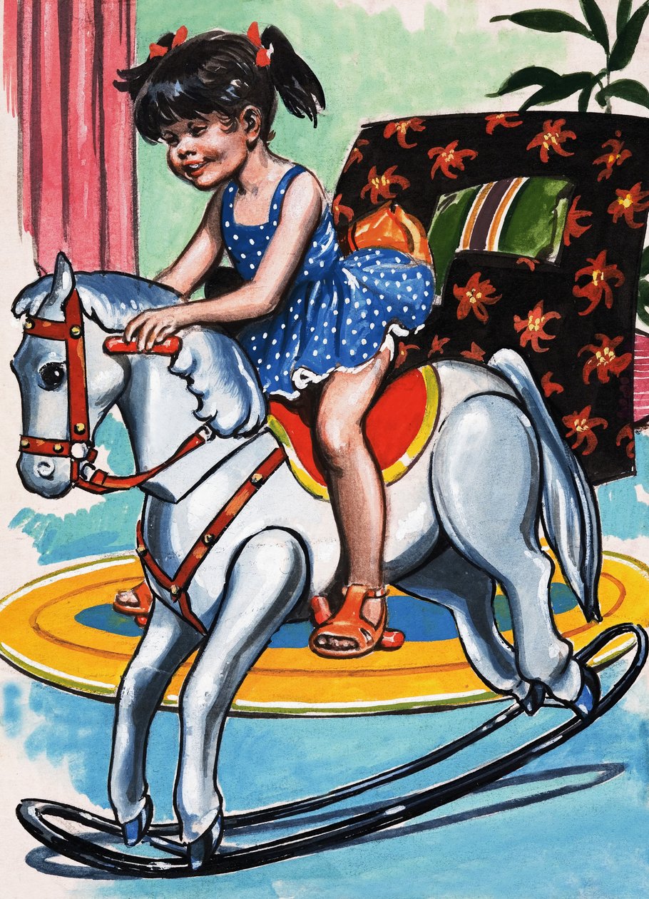 Chica en caballo balancín de Jesus Blasco