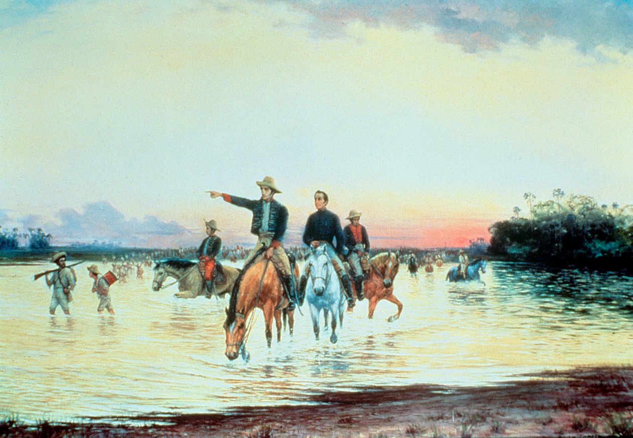 Bolívar y Santander en la Batalla de los Llanos (óleo sobre lienzo) de Jesus Maria Zamora