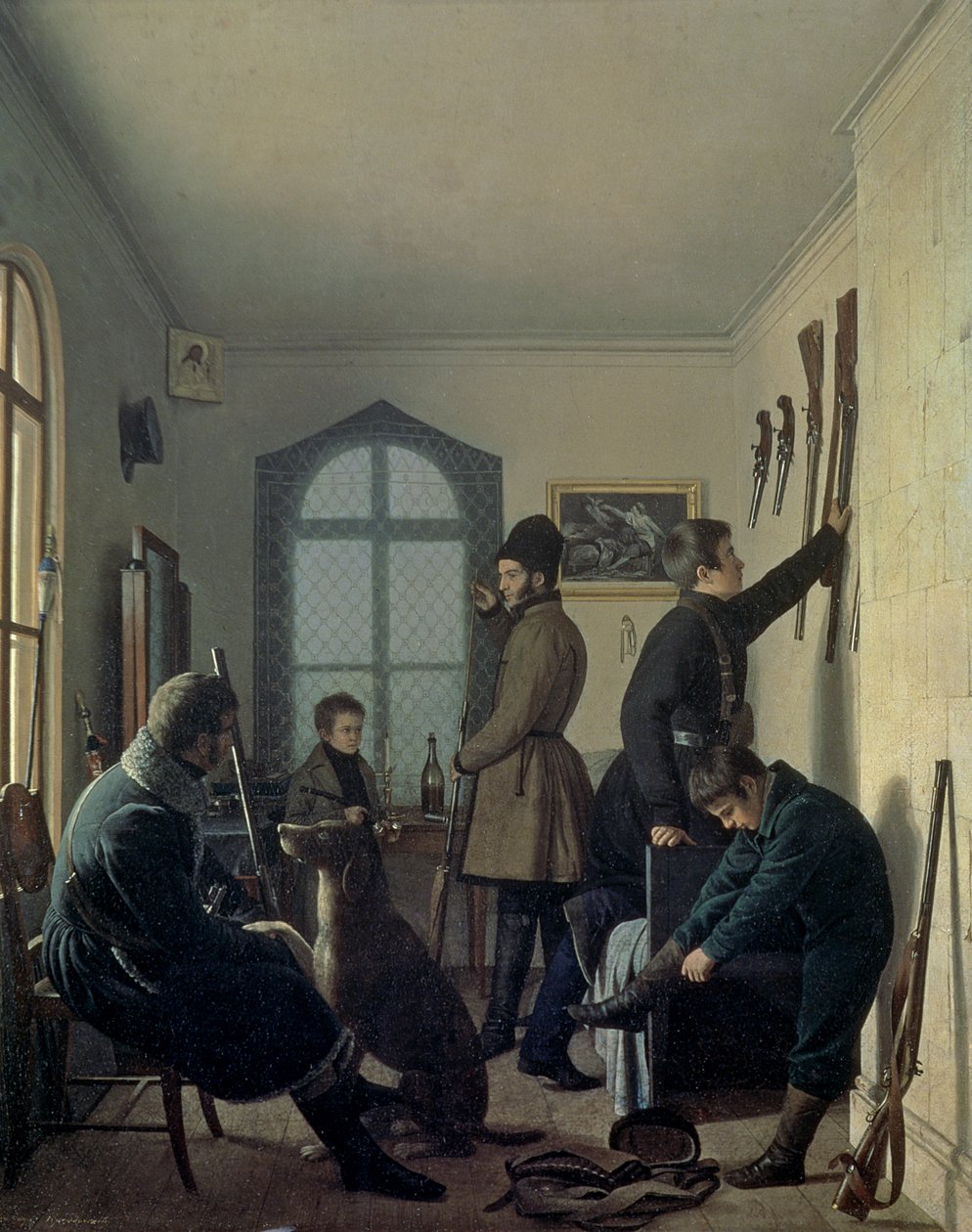Preparativos para la caza, 1836 de Jevgraf Fiodorovitch Krendovsky