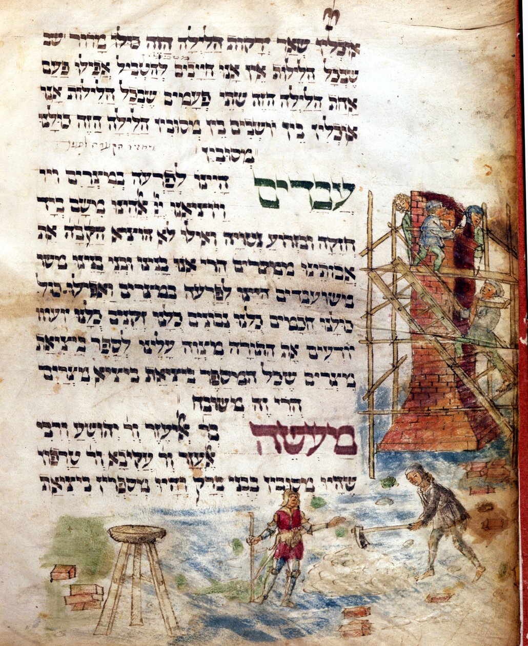 Sitio de construcción. Página de un Machazor (libro de oraciones en hebreo) de Jewish School