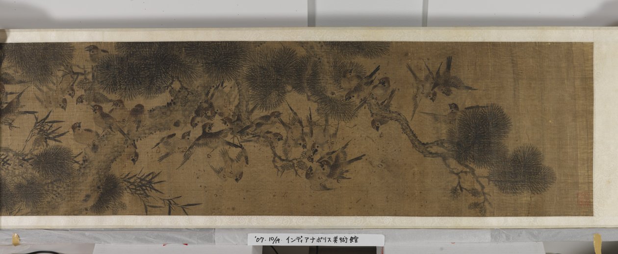 Cien pájaros (tinta y colores sobre seda) de Jiang (after) Tingxi