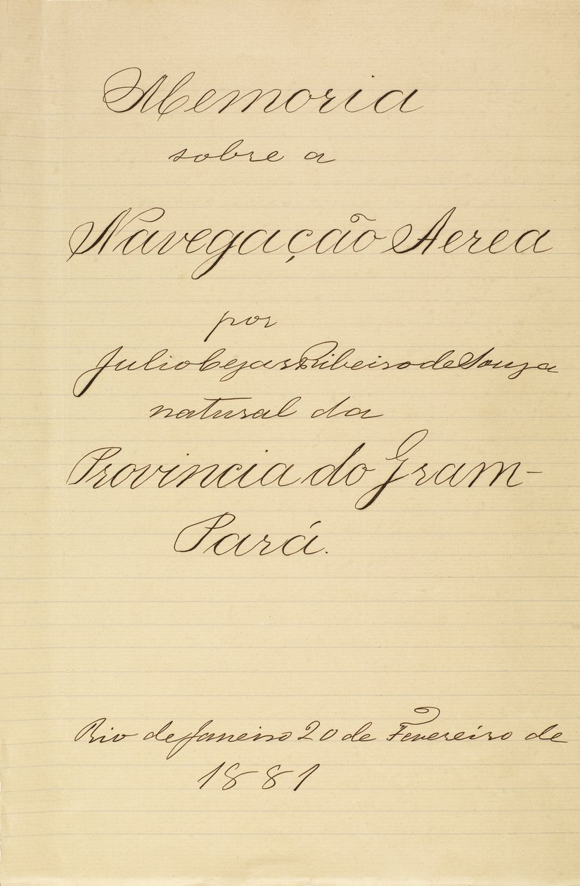 Manuscrito de Júlio Cézar Ribeiro de Souza sobre Aeronáutica de Júlio Cézar Ribeiro de Souza
