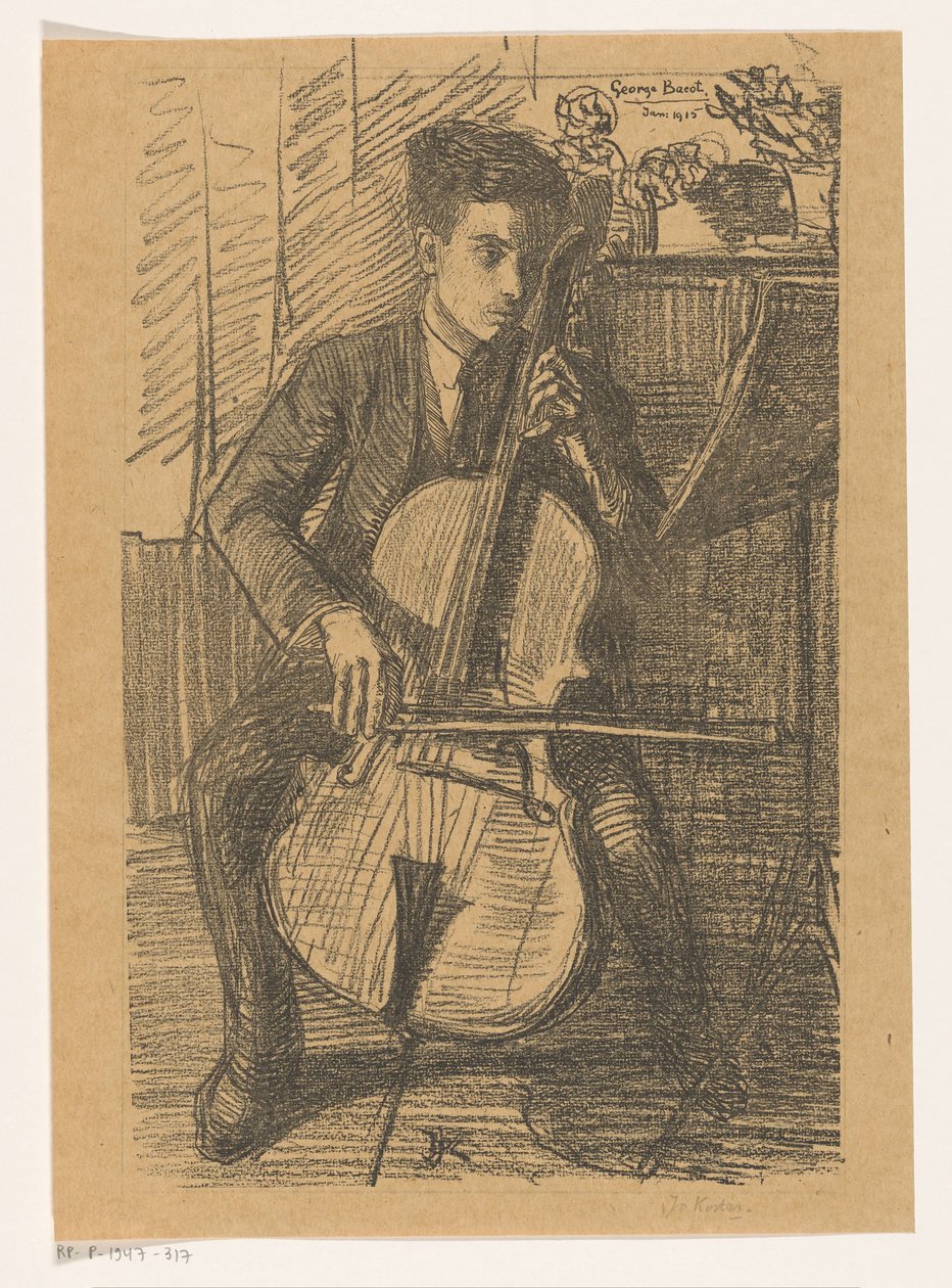 George Bacot tocando el violonchelo de Jo Koster (signed by artist)