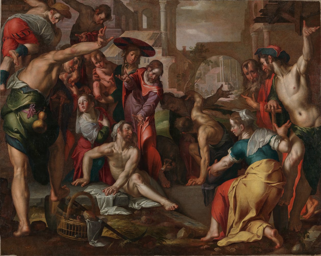La resurrección de Lázaro de Joachim Wtewael or Utewael