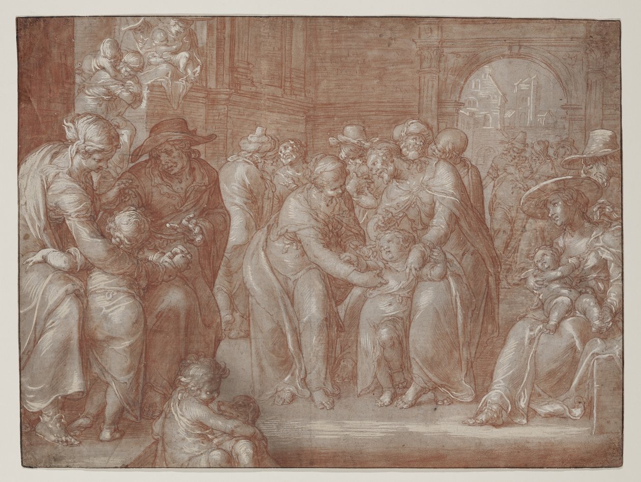 Dejad que los niños vengan a mí, c.1621 de Joachim Wtewael or Utewael