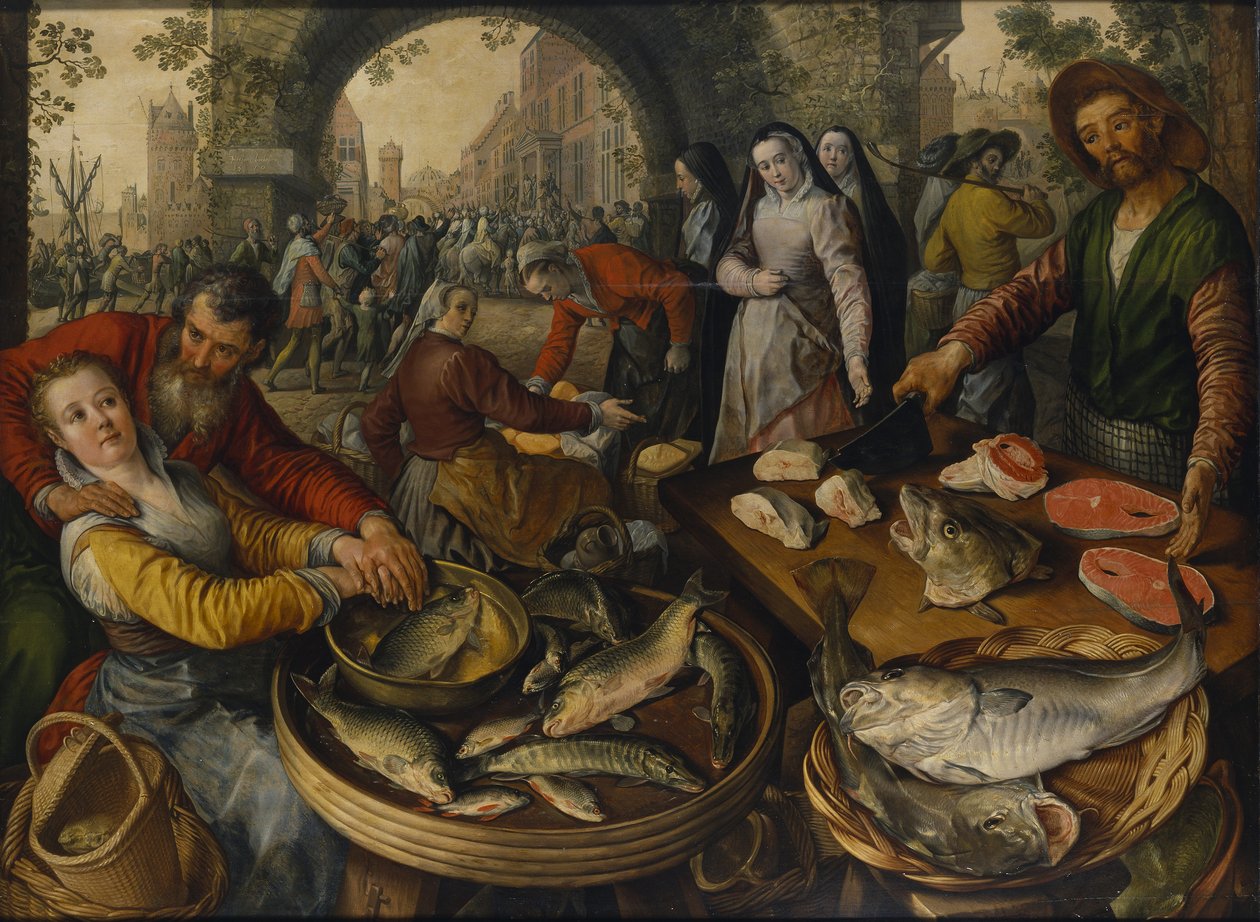Mercado de pescado con Ecce Homo, 1570 de Joachim Beuckelaer