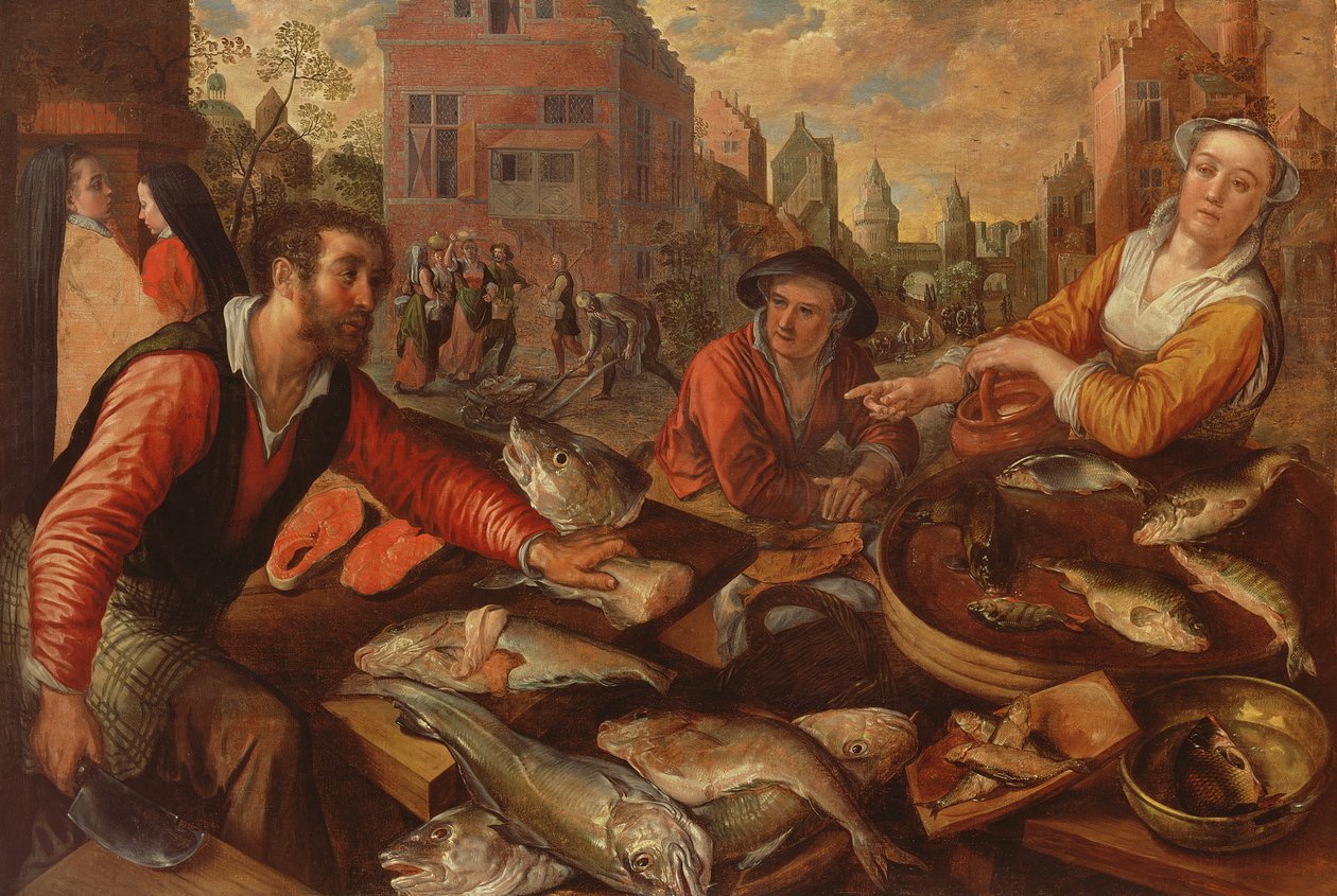 La lonja (óleo sobre lienzo) de Joachim Beuckelaer or Bueckelaer