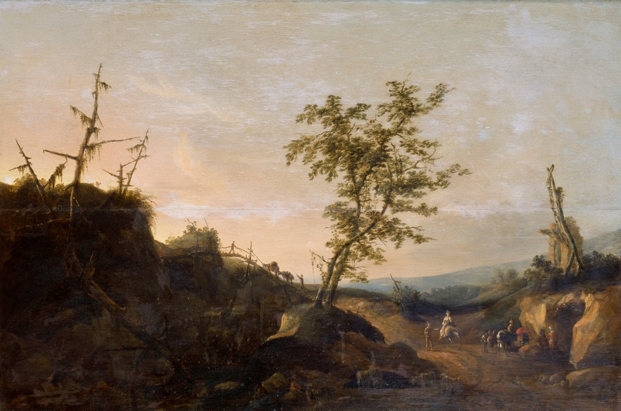 Viajeros en un paisaje (óleo sobre lienzo) de Joachim Govertsz Camphuysen