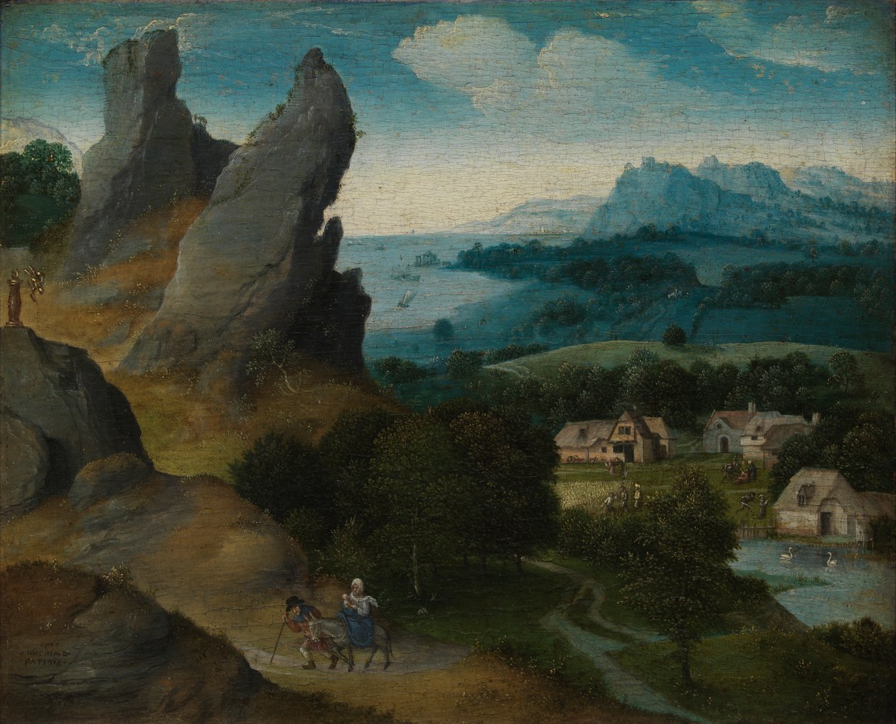 Paisaje con la Huida a Egipto de Joachim Patenier