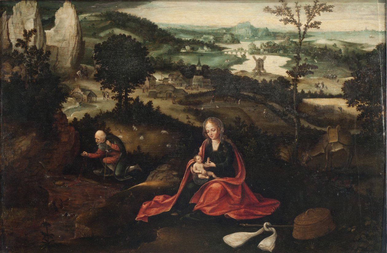 El descanso en la huida a Egipto (óleo sobre tabla) de Joachim Patinir