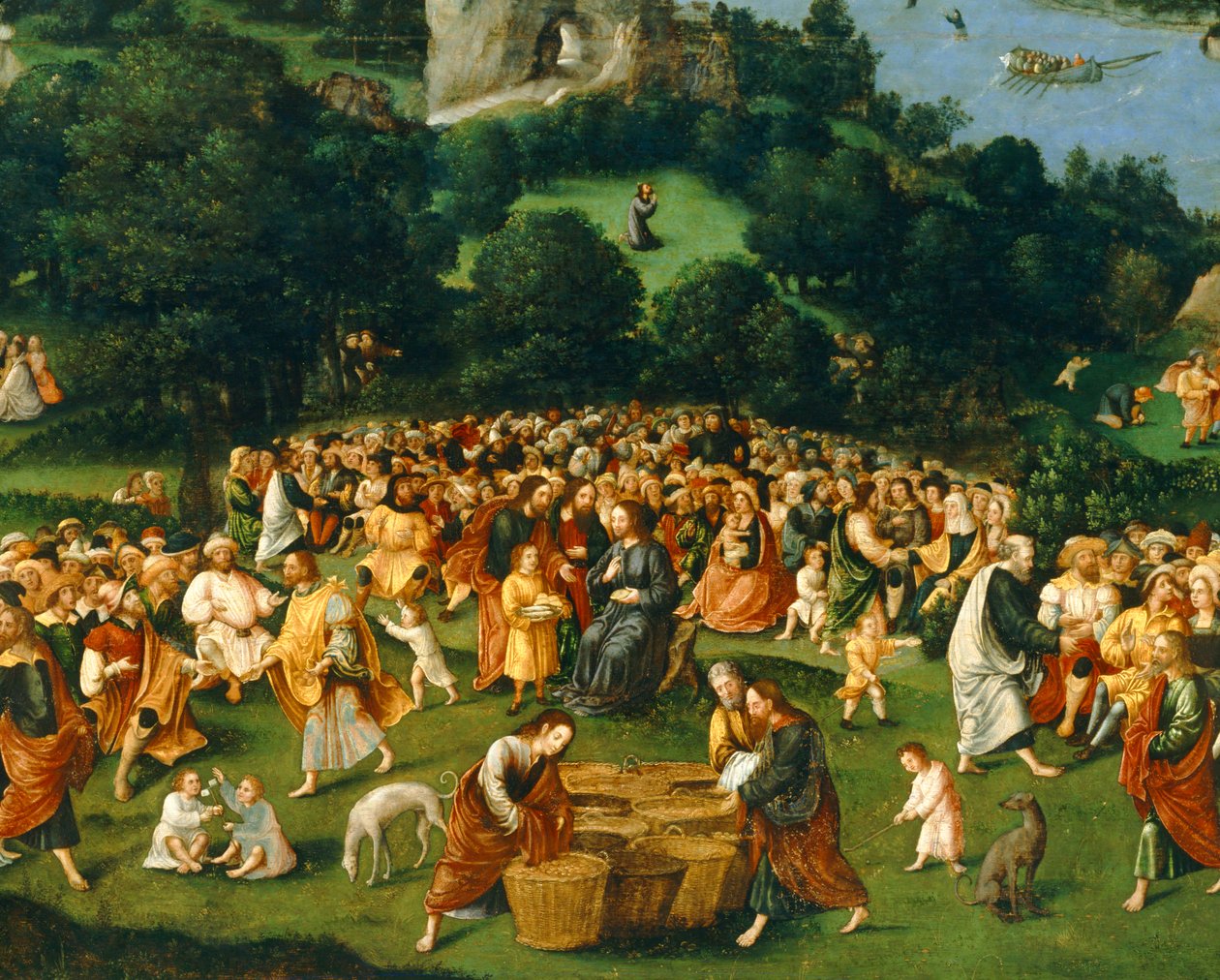 La multiplicación de los panes ... (óleo sobre lienzo) de Joachim Patinir