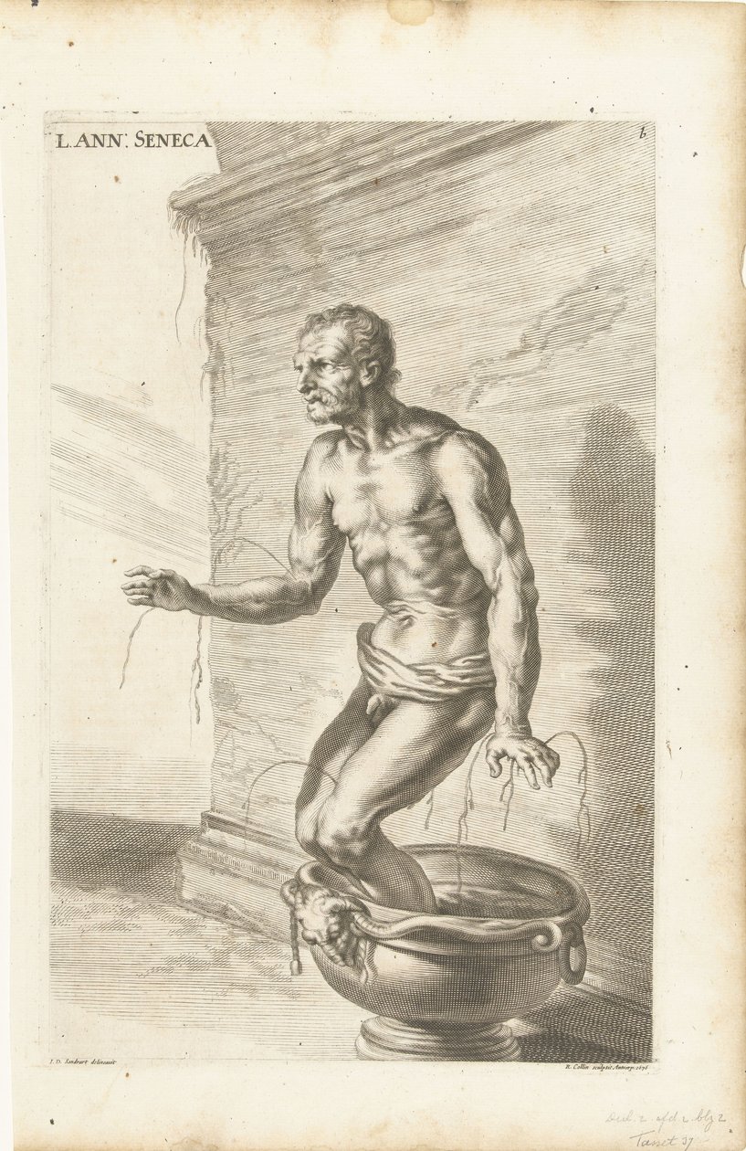 Séneca, grabado por Richard Collin de Joachim von (after) Sandrart