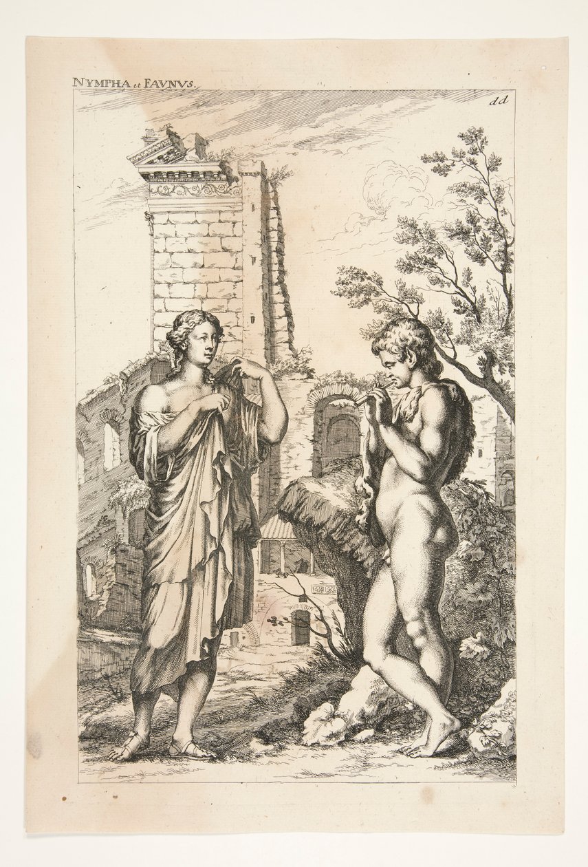 Diane de Gabies y un fauno, de Admired Ancient Sculptures de Joachim von Sandrart