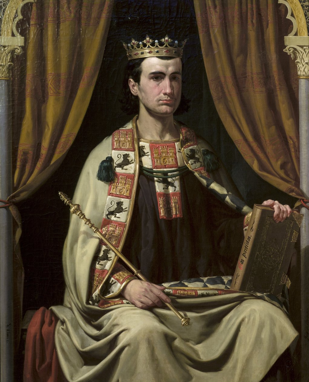 Le roi de Castille Alphonse X le sage (Alfonso X el Sabio) (1221-1284) - Retrato de Alfonso X (1221-1284), Rey de Castilla - pintura de Dominguez Becquer, Joaquin(1817-1879) - - Ayuntamiento de Sevilla de Joachin Dominguez Becquer