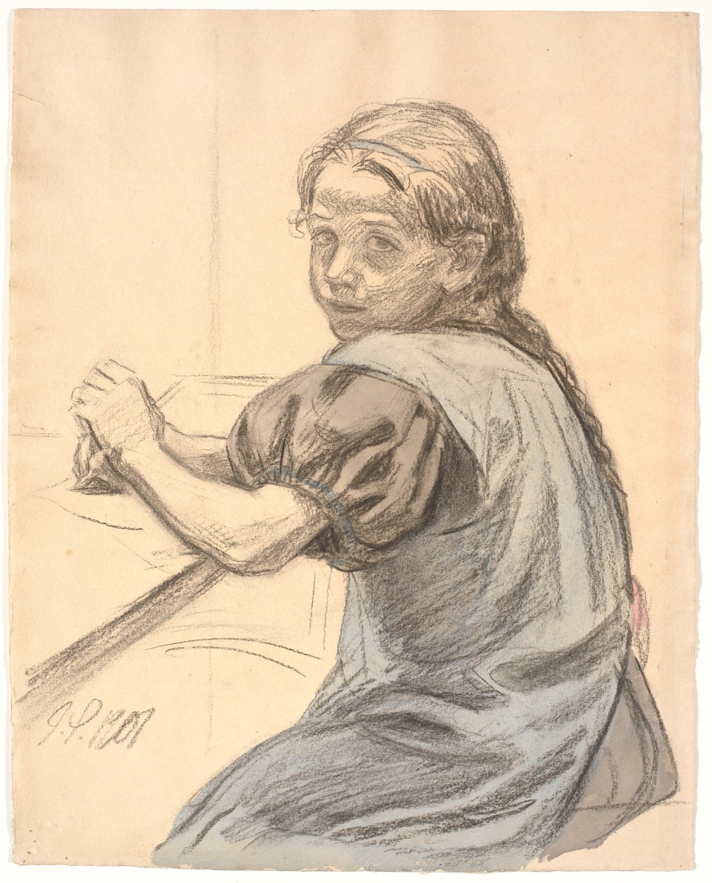 Georgia Skovgaard sentada en una mesa de Joakim Frederik Skovgaard