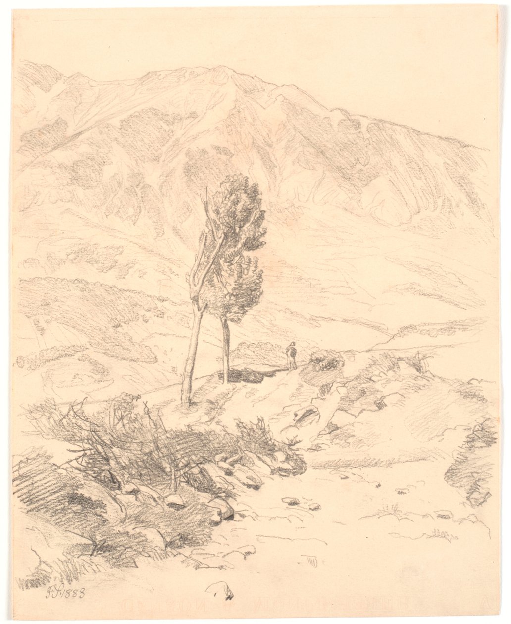 Paisaje montañoso italiano con dos árboles de Joakim Frederik Skovgaard